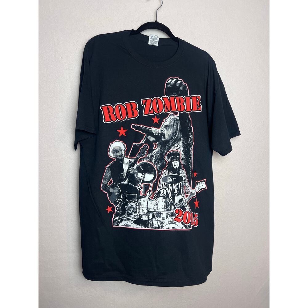 Rob Zombie 2015 Tour T-Shirt Black White Red Short Sleeve Size XL Goth Rock